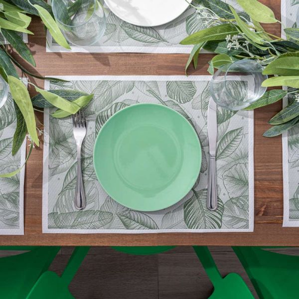 Mantel individual AMAZONIA verde 1 Mesa decorada con manteles individuales amazonia - Vistiendo la Mesa