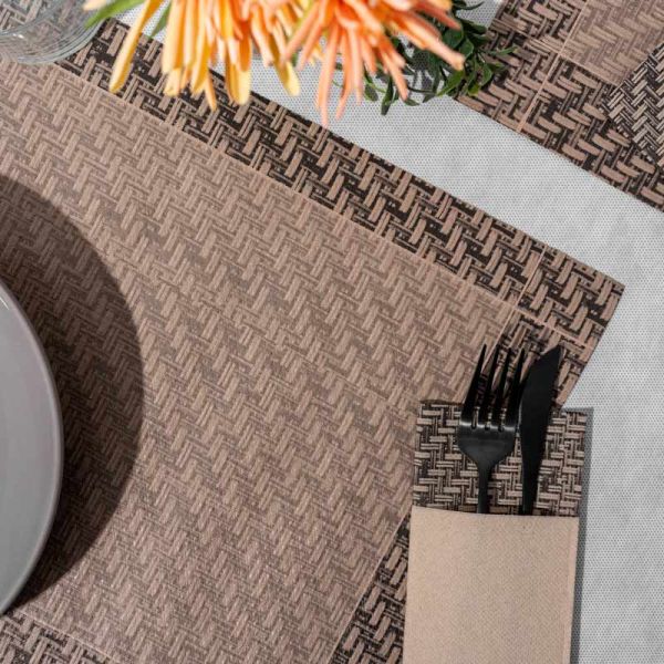 Mantel individual MIMBRE kraft 2 Mesa decorada con manteles individuales mimbre kraft - Vistiendo la Mesa